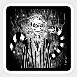 the beetlejuice in comic hell art Sticker